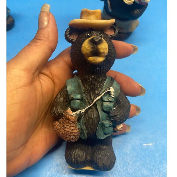 Magic Creations Black Bear Figurine Set of 3 Fishing Camping Vintage - Picture 4 of 10